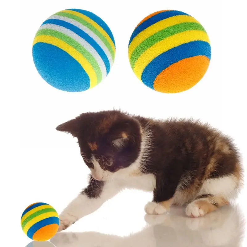 10 Pcs/Set Rainbow Ball Pet Toys EVA Soft Interactive Cat Dog Puppy Kitten Play Funny Colorful Gifts Chew Balls Pets