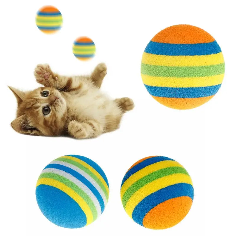 10 Pcs/Set Rainbow Ball Pet Toys EVA Soft Interactive Cat Dog Puppy Kitten Play Funny Colorful Gifts Chew Balls Pets