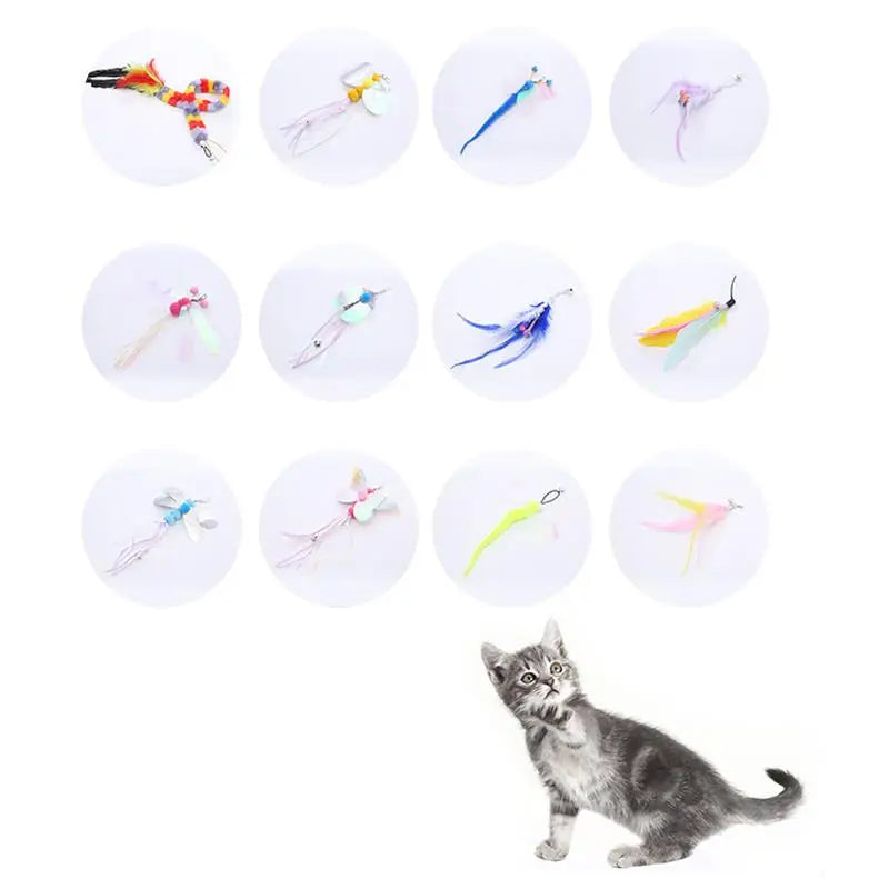 4pcs Cat Wand Refill Funny Butterfly Teaser Replacement Kitten Refill Attachment Cat Teaser Replacement Interactive Toys