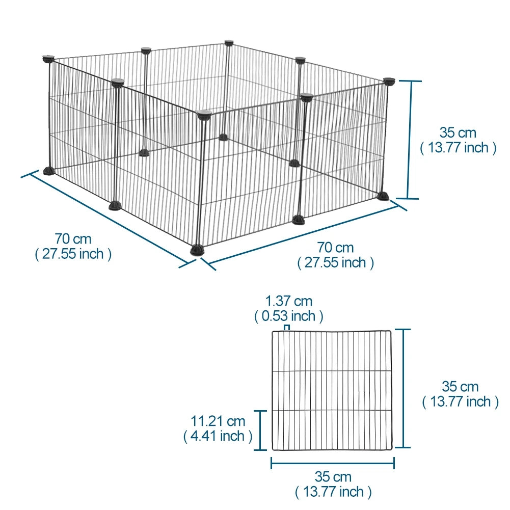 8PCS Iron Mesh Rabbit Cage Indoor Bunny Large Kennel Fence Running Play Pen Pet Playpen Cat Guinea Hamster Crate House Barrier