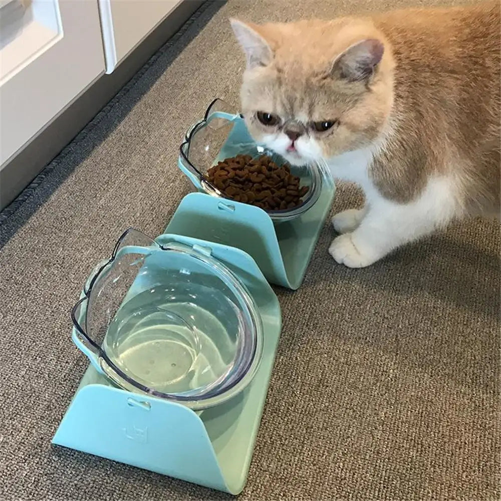 Pets Feeder 15 Degree Adjustable Feed Bowls Anti-slip Dogs Cats Tableware Waterer Feeding Food Bowl Puppy Dish With Holder