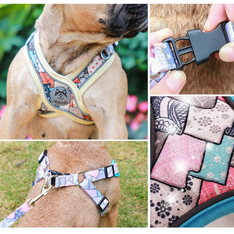 Adjustable Puppy Dog Harness and Leash Set Strong Pet Harnesses for Small Medium Dogs French Bulldog Doberman mascotas Supplies