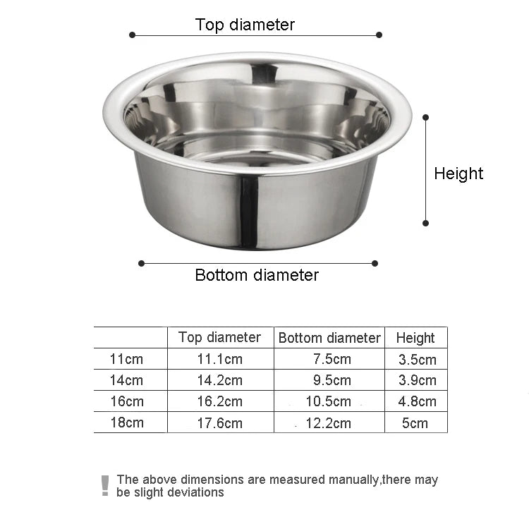 14-18cm Dog Bowl Stainless Steel Pet Feeding Bowl Cat and Dog Food Drinking Bowl Metal Feeding Bowl Durable Soup Palte Dishes