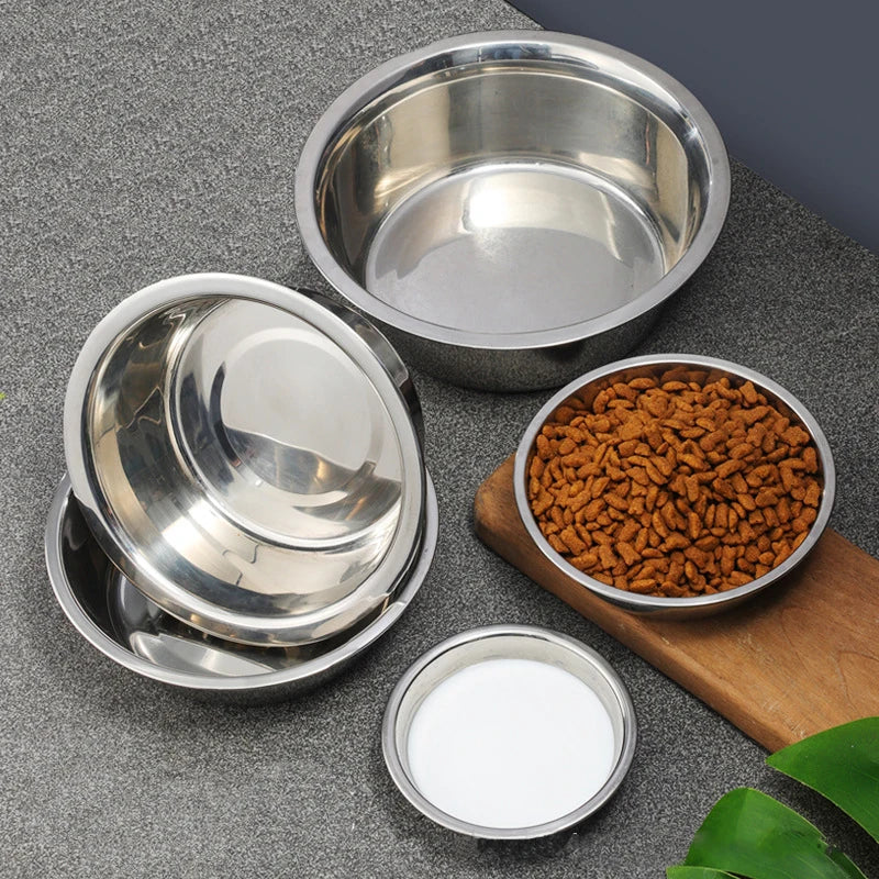 14-18cm Dog Bowl Stainless Steel Pet Feeding Bowl Cat and Dog Food Drinking Bowl Metal Feeding Bowl Durable Soup Palte Dishes