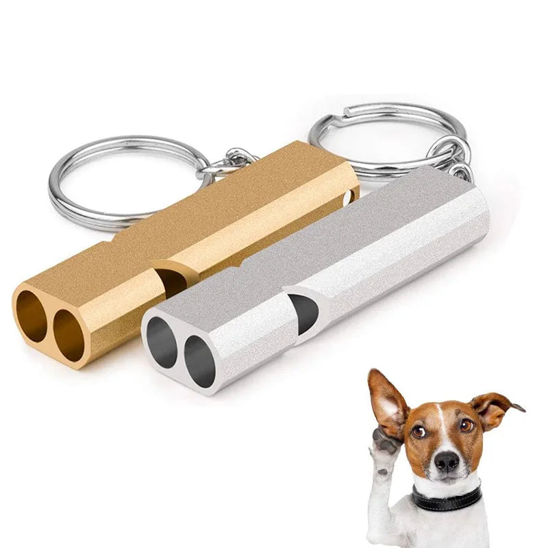 Pet Dog Training Whistle Aluminum Two-tone Training Whistle Cats Birds Training Tool for Recall Barking Control Survival Whistle