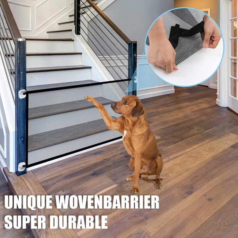 Benepaw Portable Folding Mesh Dog Gate Durable Retractable Pole Isolated Safety Fence Pet Puppy Indoor Outdoor Easy To Install