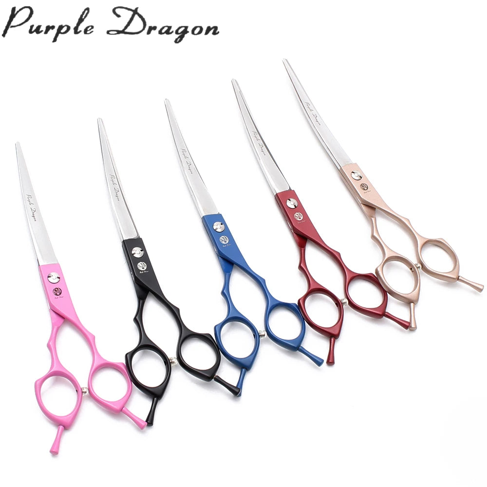 Purple Dragon 6.5" 7" Japan 440C Dog Grooming Scissors Straight Shears Chunker Shars Up/Down Curved Scissors Pet Scissors Z4009