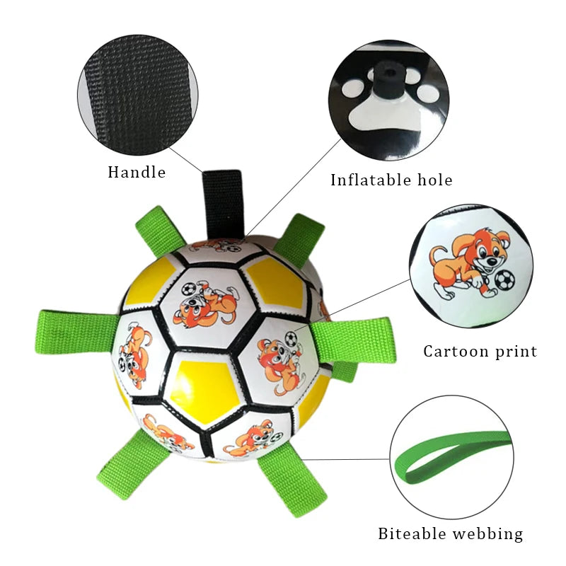 KOMMILIFE Interactive Football Toy For Dogs Outdoor Training Soccer Pet Dog Toys Dog Bite Chew Toy Medium Large Dog Ball Toys