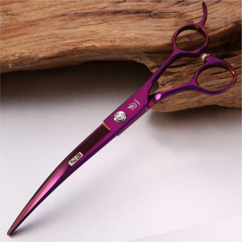 Fenice Professional Classic Purple JP440C 7.0 inch Curved Scissors for Pet Dog Animal Grooming