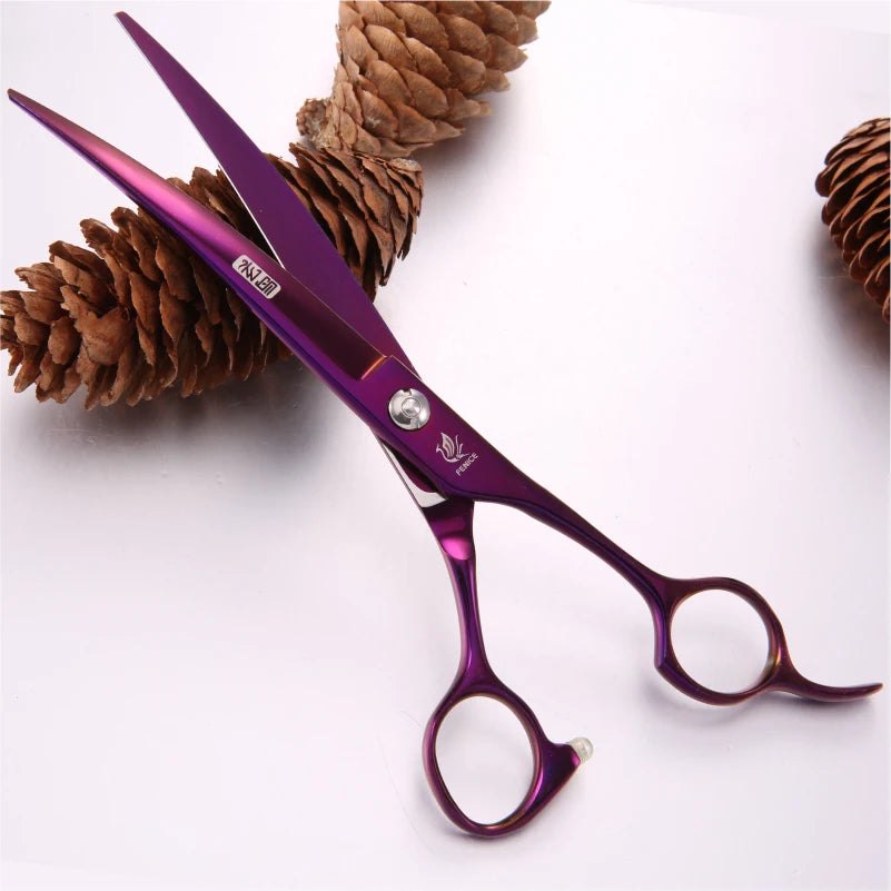 Fenice Professional Classic Purple JP440C 7.0 inch Curved Scissors for Pet Dog Animal Grooming