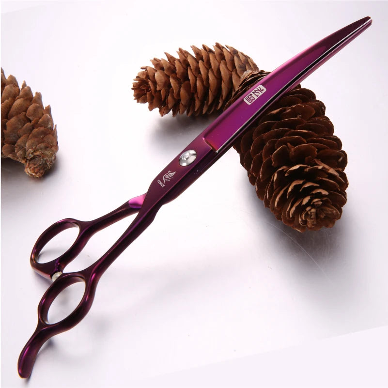 Fenice Professional Classic Purple JP440C 7.0 inch Curved Scissors for Pet Dog Animal Grooming