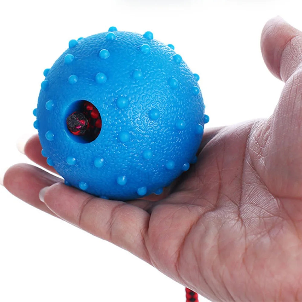 ULTRASOUND PET Dog Chew Training Ball Toys Tooth Cleaning Chew Ball Puppy Pet Play Training Rubber Chewing Toy With Rope Handle
