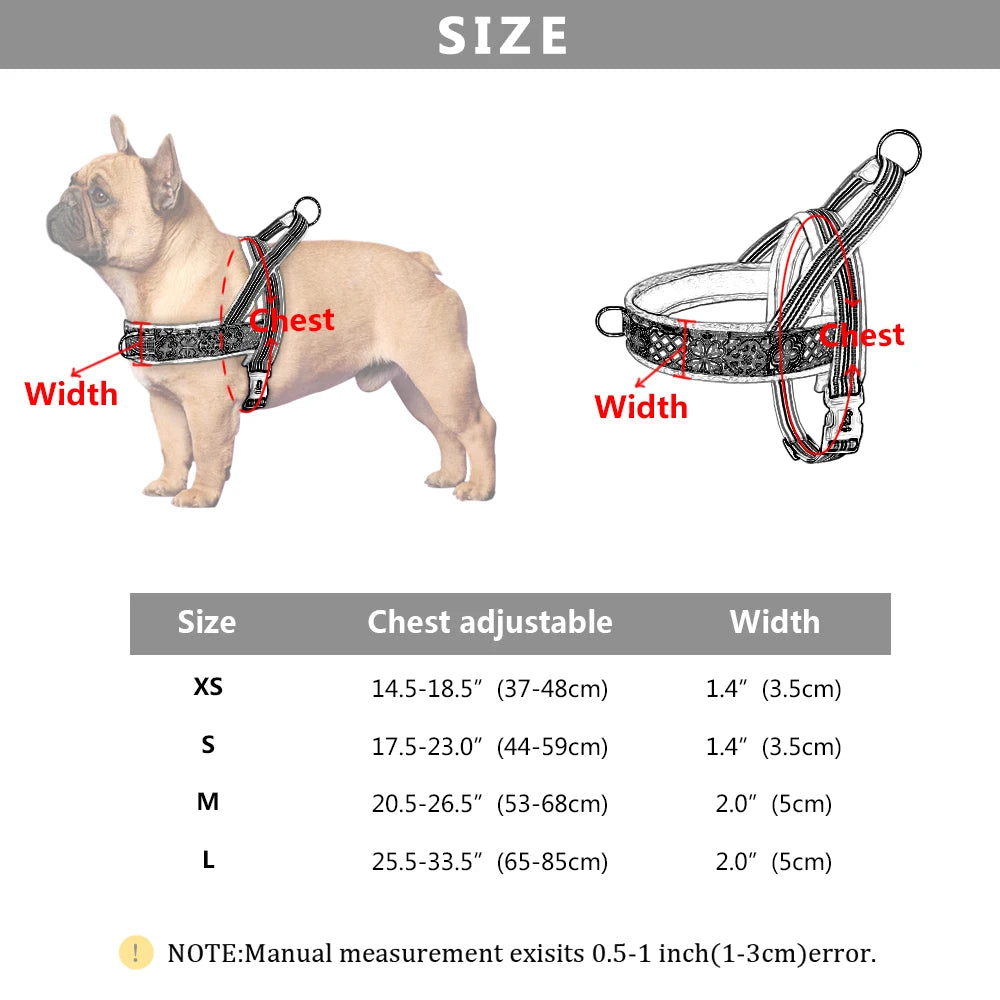 Dog Harness Vest No Pull Nylon Reflective Puppy Harnesses For Small Medium Large Dogs Adjustable Outdoor Walking Pet Harness Pug