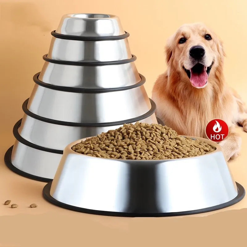 Stainless Steel Pet Dog Bowl Non-slip Durable Anti-fall Dogs Feeding Drinking Bowls Cat Puppy Feeding Supplies Small Dog Product