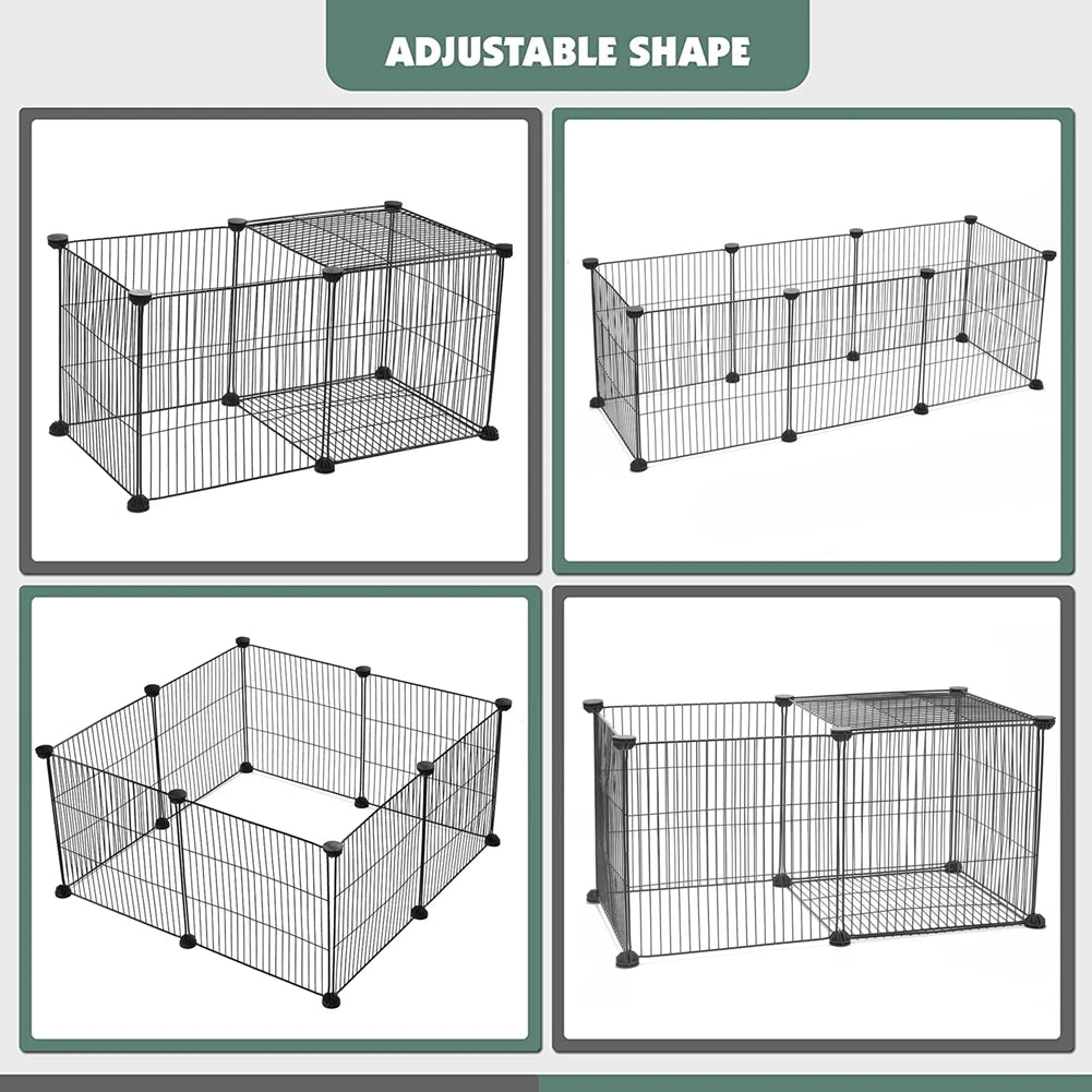 8PCS Iron Mesh Rabbit Cage Indoor Bunny Large Kennel Fence Running Play Pen Pet Playpen Cat Guinea Hamster Crate House Barrier