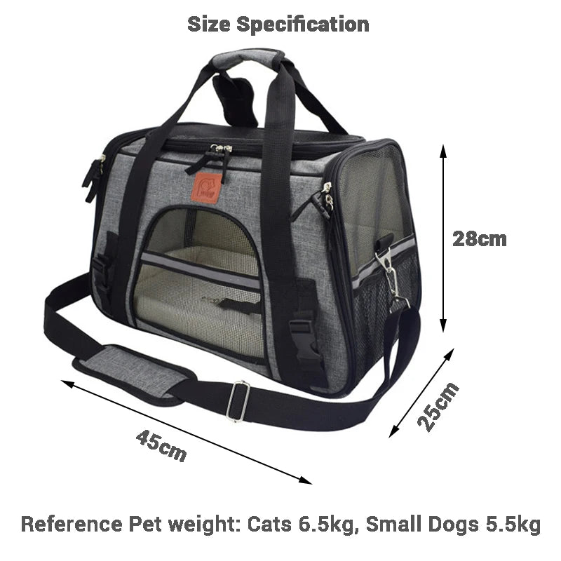 Pet Small Dog Travel Bag Airplane Approved Breathable Dog Carrier Travel Car Seat Carriers Portable Backpack Cat Cage Breathable