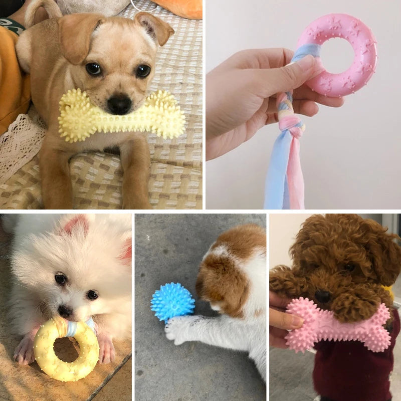 Pet Dog Toys For Small Dog Chews TPR Knot Toys Bite Resistant Molar Teeth Cleaning Dog Training Supplies Interactive Accessories