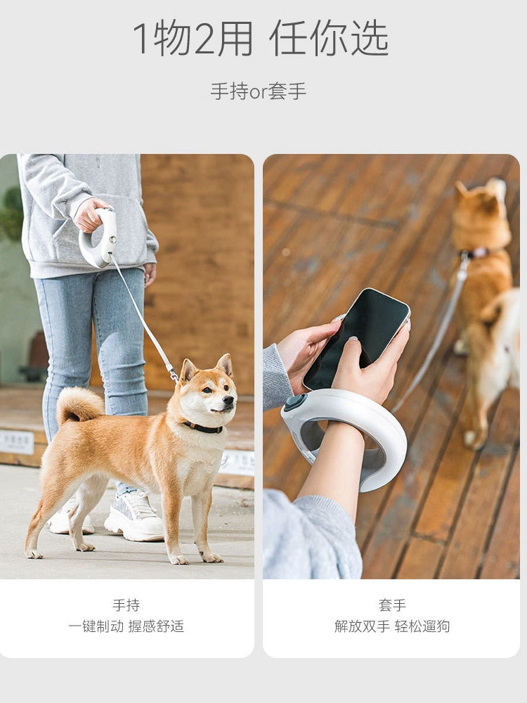 Dog Hand Holding Rope Automatic Retractable Charging Ring with Light Small, Medium and Large Dogs Dog Leash Pull Dog Leash Cat Walking Rope