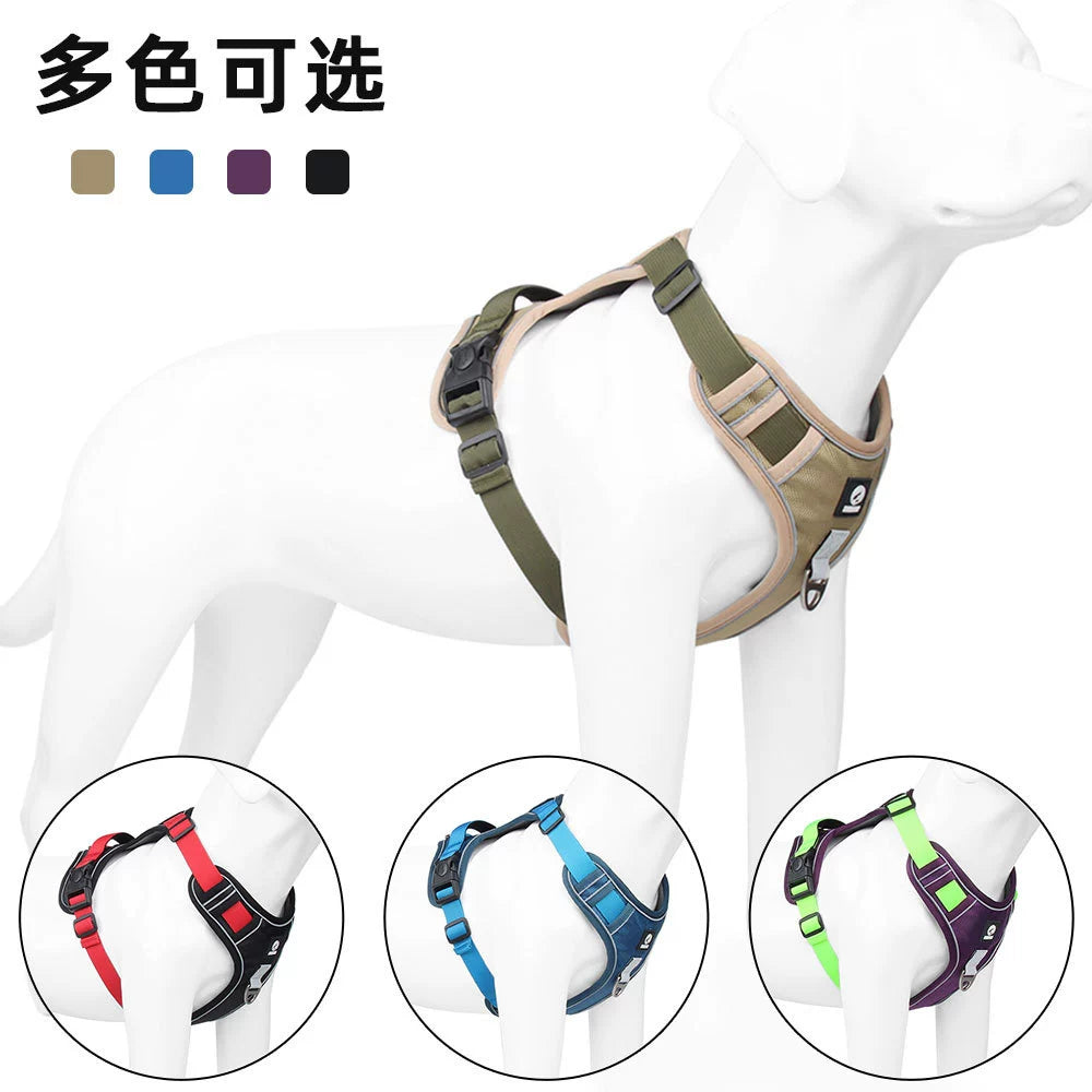 Dog Hand Holding Rope Explosion-Proof Handle Chest Back Large Medium-Sized Dog Dog Rope Reflective Adjustable Pet Harness