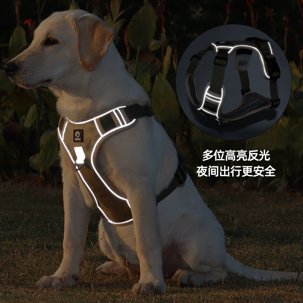 Dog Hand Holding Rope Explosion-Proof Handle Chest Back Large Medium-Sized Dog Dog Rope Reflective Adjustable Pet Harness