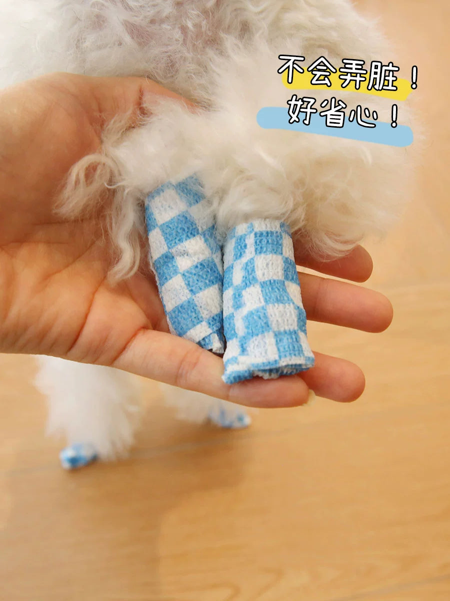 Pet Self-Adhesive Bandage Dog out Anti-Dirty Handy Gadget Leggings Tape Dog Walking Feet Protection Strap Booties Woven Belt