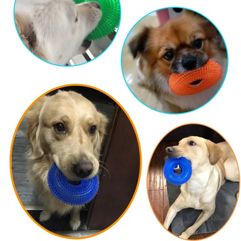 Pet Toys Bite Resistant Sound Toy Ball Chew Teeth Clean Large Dog Golden Retriever Barbed TPR Train Teeth Cleaning Jouet Chien