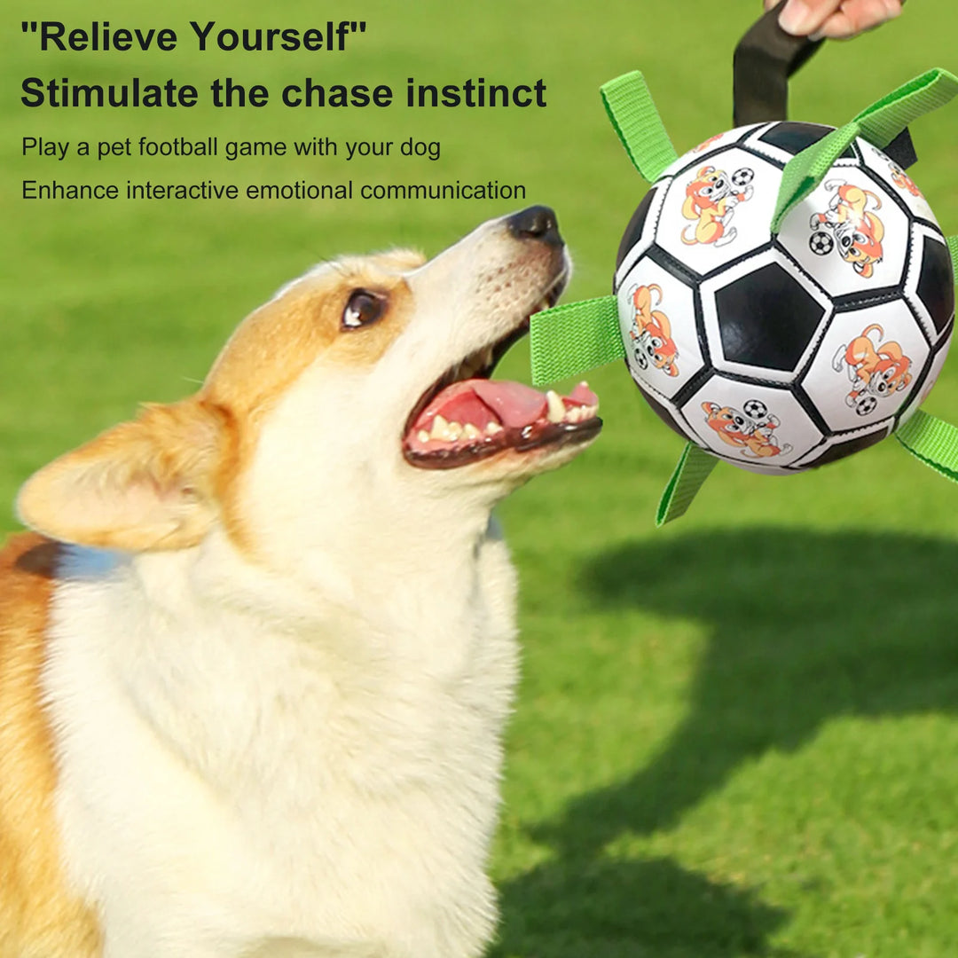 Dog Soccer Ball with Straps Interactive Dog balls Molar Relieve Boredom Dog Toys for Tug Games Fetch Dog Ball Outdoor Garden Toy