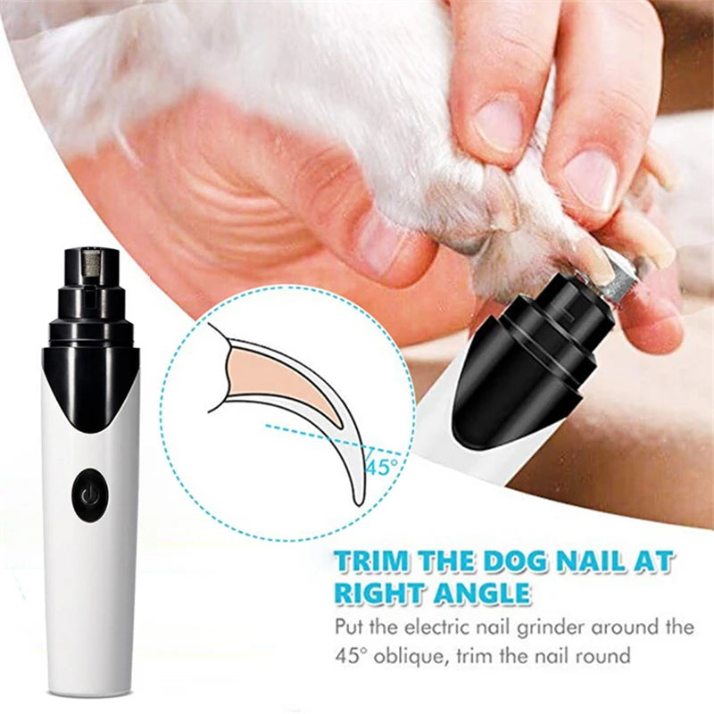 Electric Pet Nail Grinder LED Light Cat Dogs Nail Clippers USB Rechargeable Paws Nail Cutter Grooming Trimmer Pet Supplies