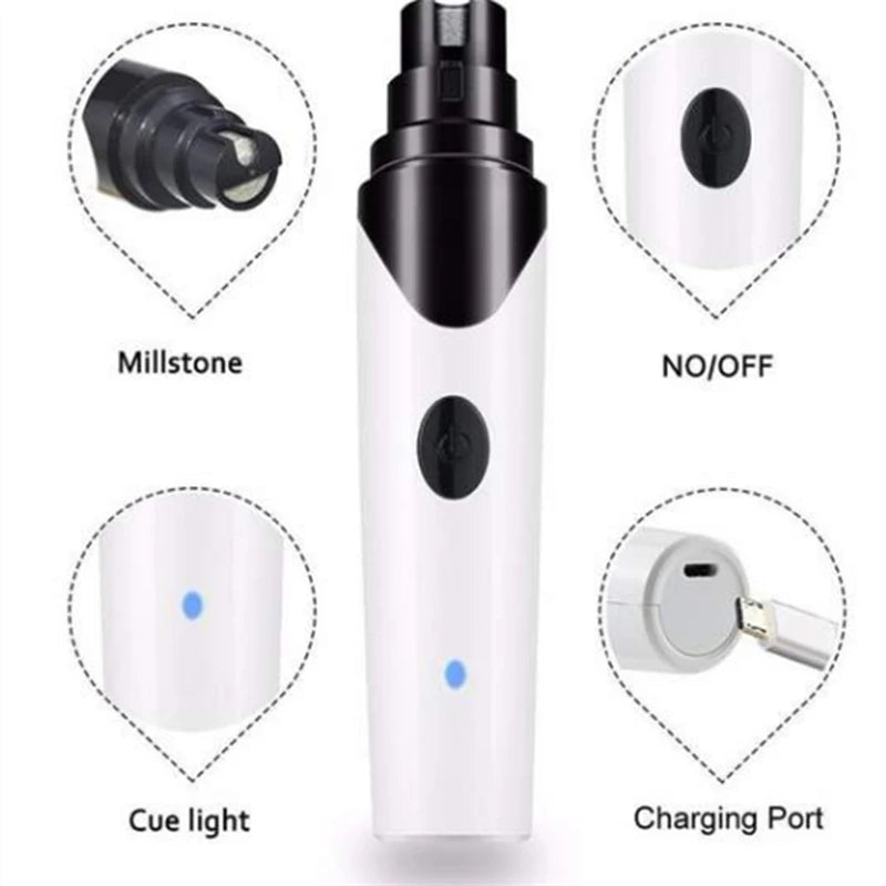 Electric Pet Nail Grinder LED Light Cat Dogs Nail Clippers USB Rechargeable Paws Nail Cutter Grooming Trimmer Pet Supplies