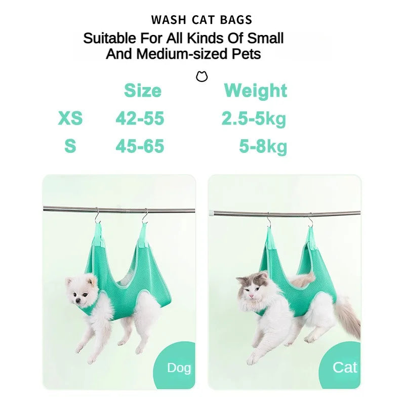 Cat Grooming nail cutting anti scratch bite fixed bag bath Trimming Restraint Bag Pet Beauty hammock hanging Pet Supplies