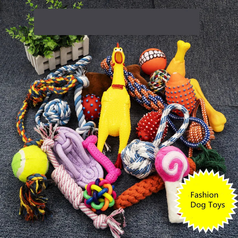 Dog Toys Pet Ball Bone Rope Squeaky Plush Toys Kit Puppy Interactive Molar Chewing Toy for Small Large Dogs Pug Supplies