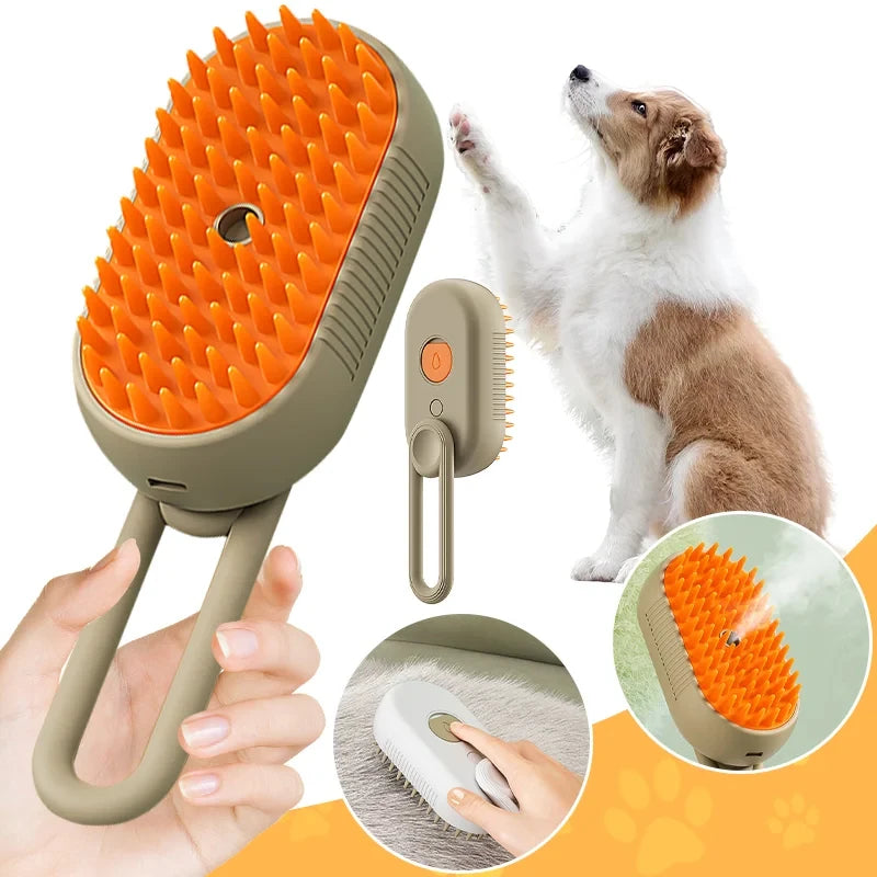 Pet Steamy Brush 3 in 1  With Handle Electric Dog Massage Comb with Steam Spray Cat Grooming Comb Cat Brush Hair Removal Combs