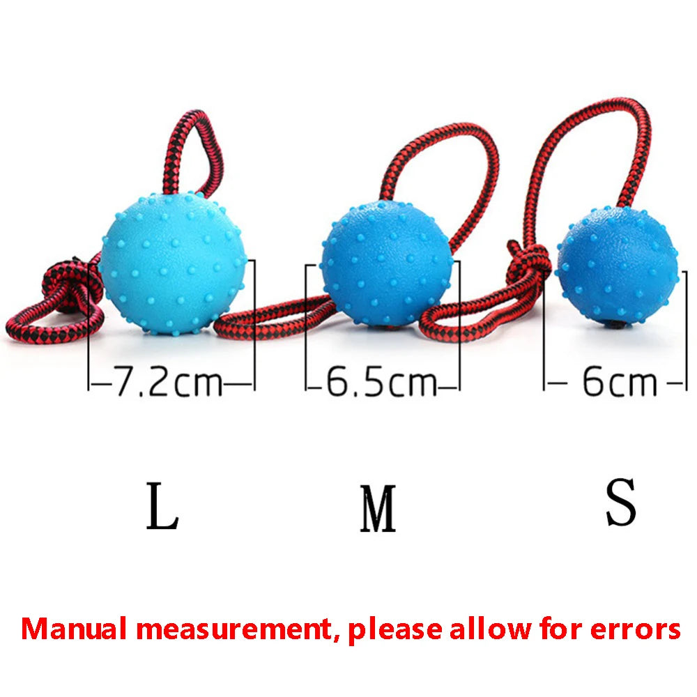 ULTRASOUND PET Dog Chew Training Ball Toys Tooth Cleaning Chew Ball Puppy Pet Play Training Rubber Chewing Toy With Rope Handle