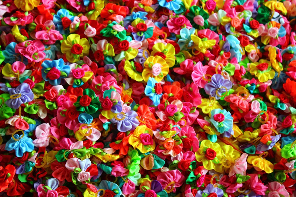 100PCS  New Pet Hair Bows Flower Style Rubber bands dog bows Cute Petal pet hair bows dog hair accessories Pet grooming Topknot