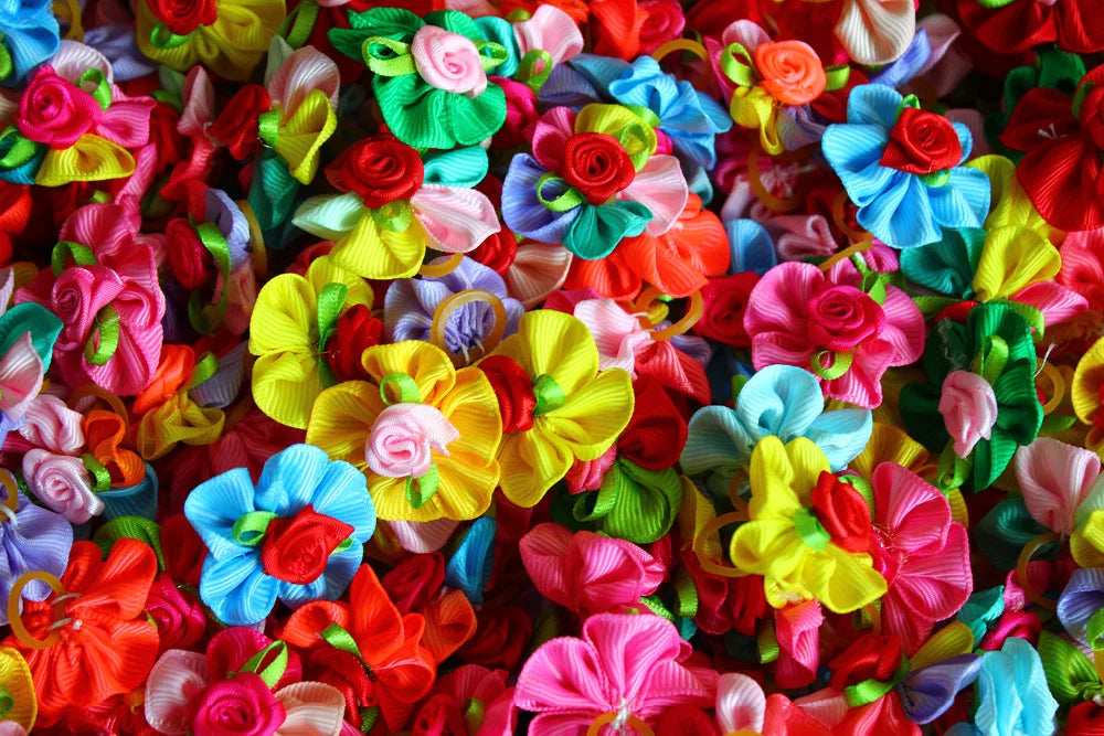 100PCS  New Pet Hair Bows Flower Style Rubber bands dog bows Cute Petal pet hair bows dog hair accessories Pet grooming Topknot