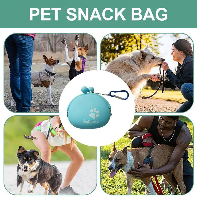 Silicone Dog Treat Pouch Dog Training Container Dog Treat Carrier Holder Puppy Treat Snack Bag with Clip Silicone Bait Bag Waist