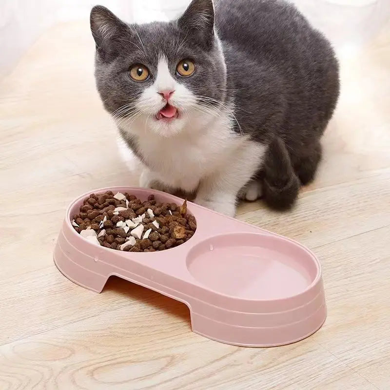 Macaron Pet Double Bowl Plastic Kitten Dog Food Bowl Drinking Tray Feeder Cat Feeding Pet Supplies Cat Accessories Pet Food Bowl