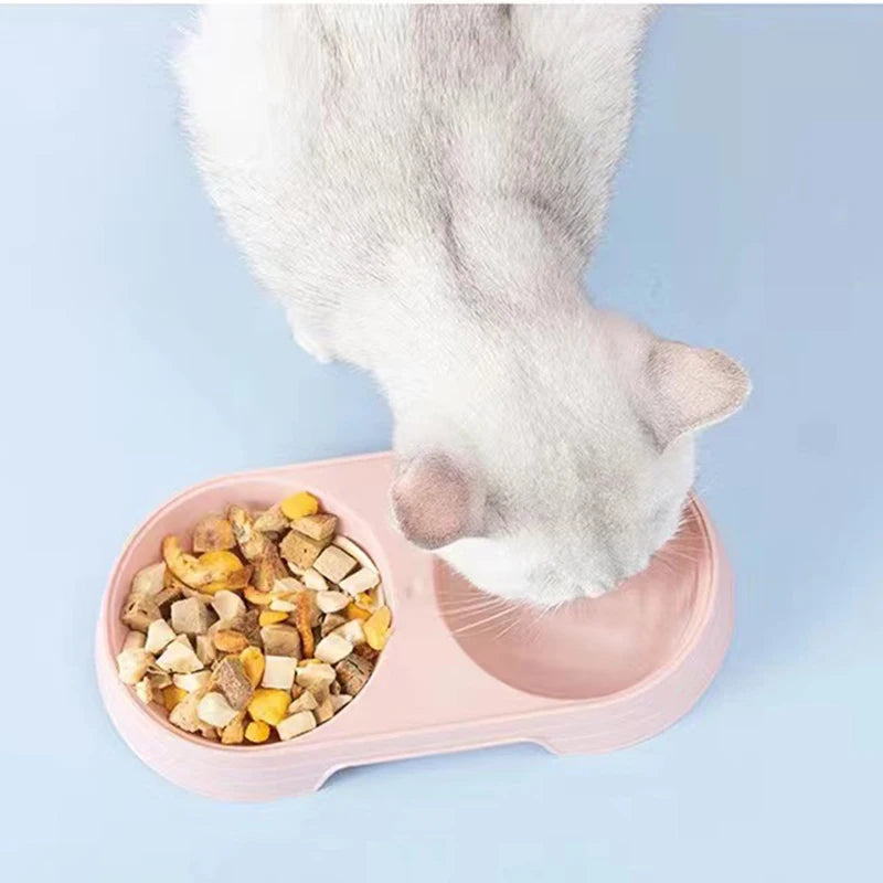 Macaron Pet Double Bowl Plastic Kitten Dog Food Bowl Drinking Tray Feeder Cat Feeding Pet Supplies Cat Accessories Pet Food Bowl