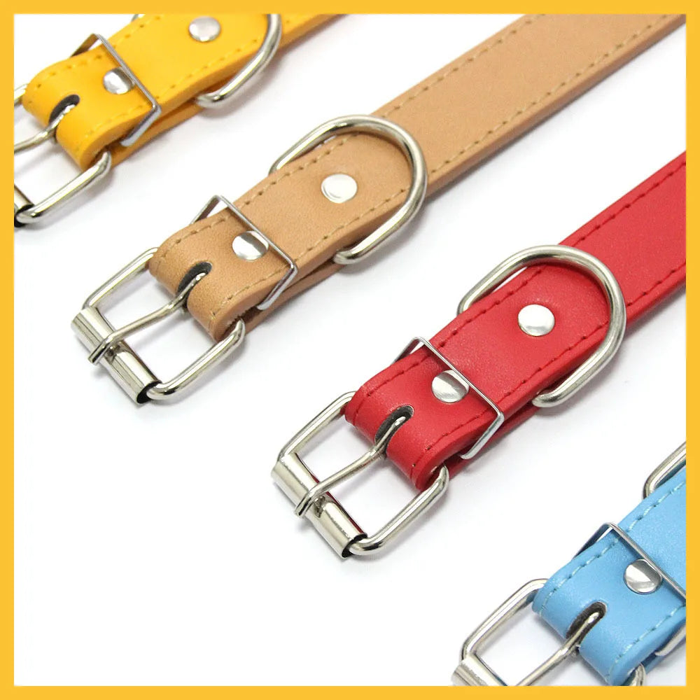 12 PCS Wholesale Plain PU Leather DIY Name ID Dog Collar Custom Letters Charms Puppy Cat Neck Strap Collars for Small Medium Dog