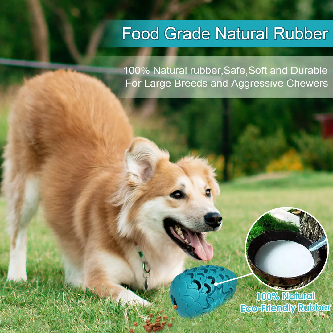 A bite resistant dog chew toy, made of natural rubber, integrated shape without added adhesive, unique two-color dragon egg shap