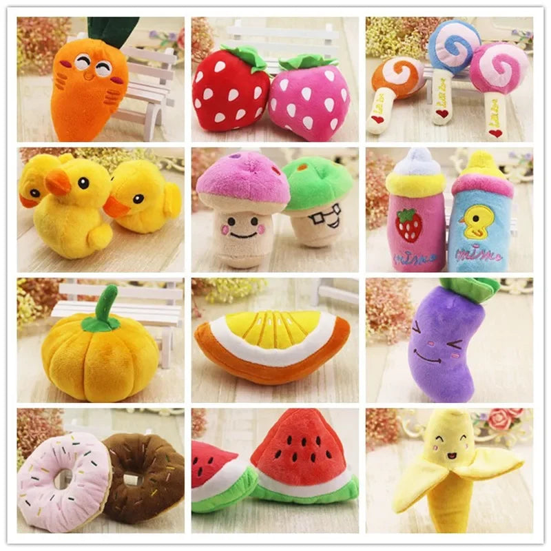 1Pc Pet toys Fruit Animals Cartoon Dog Toys Stuffed Squeaking Pet Toy Cute Plush Puzzle for Dogs Cat Chew Squeaker Squeaky Toy