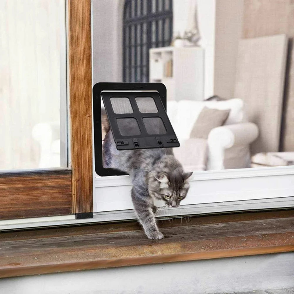 Pet Dog Screen Door Home Lockable Sliding Cat Screen Door Magnetic Self-Closing Screen Dog Fence Locking Function Gate Pet Door