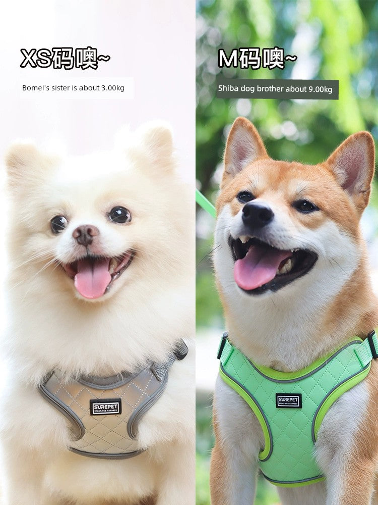 Dog Hand Holding Rope Leather Stain-Resistant Small and Medium-Sized Dogs Waterproof Chest and Back Shiba Inu Teddy Dog Leash Vest Dog Chest Strap