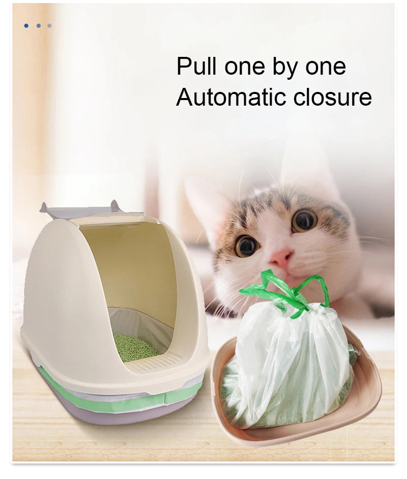 1roll Cat Litter Bag One-time Thickened Drawstring Cat Poop Bag Dispenser Toilette Litter Tray Cleaning Bag Pets Acessorios