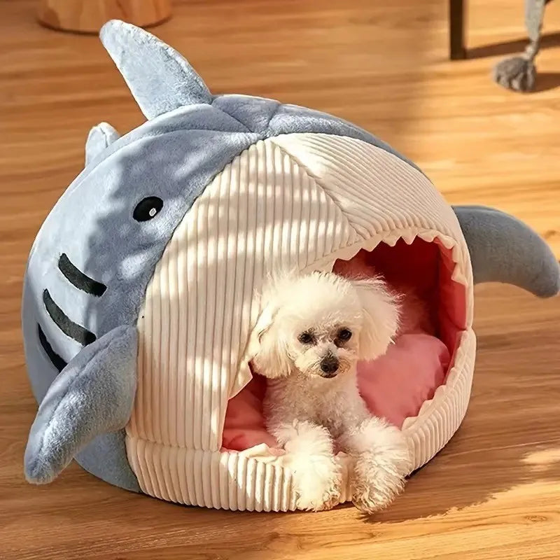 Pet Shark Kennel Cat Kennel Dog Kennel with Pad Deep Sleep Comfortable Warm Bottom Non-slip Washable (for Pets Less Than 6kg)