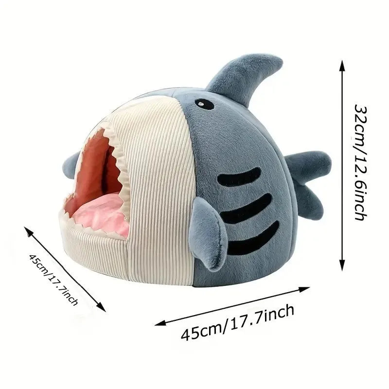 Pet Shark Kennel Cat Kennel Dog Kennel with Pad Deep Sleep Comfortable Warm Bottom Non-slip Washable (for Pets Less Than 6kg)