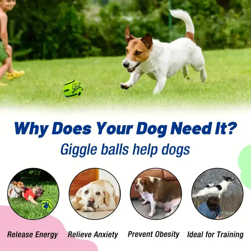 Pet Dog Toy Ball Wobble Wag Giggle Ball Interactive Dog Toy Chew Toy Giggle Sounds Toy When Rolled or Shaken For Pet Dog Fun