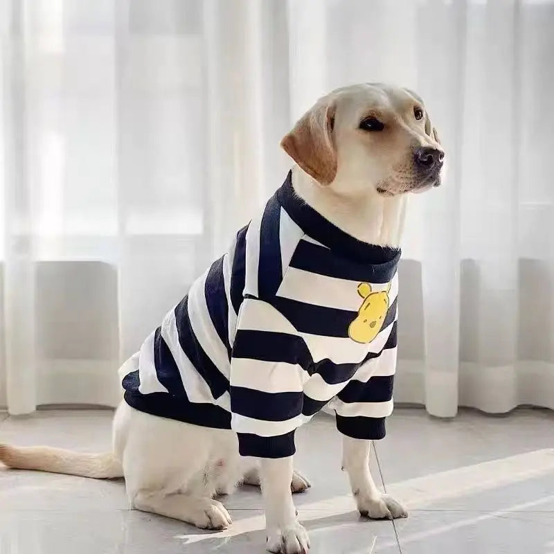 Large Dog Striped Sweatshirt, Labrador, Golden Retriever, Internet Celebrity, Tide Brand, Spring and Autumn