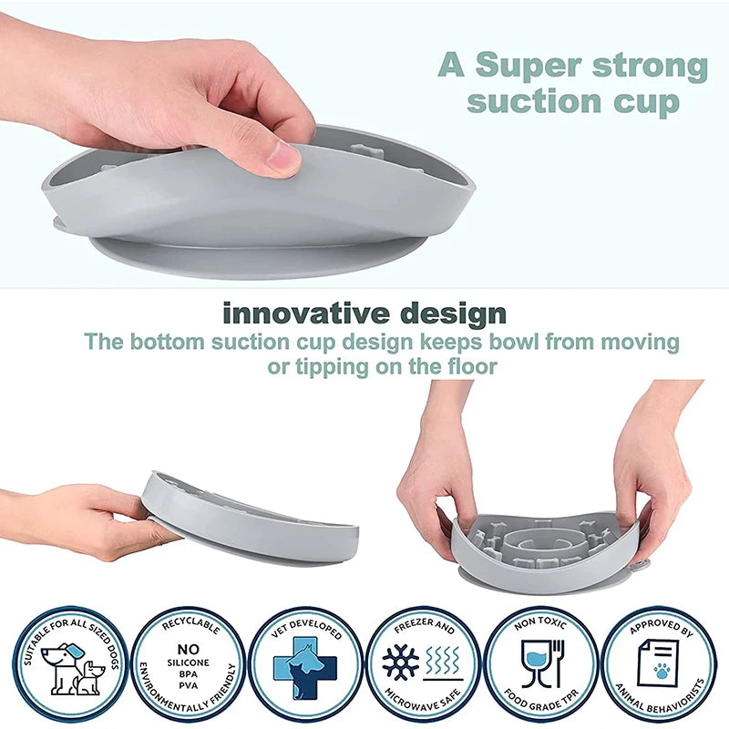 Slow Feeder Cat Dog Bowl With Suction Cups Pet Busy Bowl For Training Licking Dish Food IQ Treat Obesity Anxiety Relief