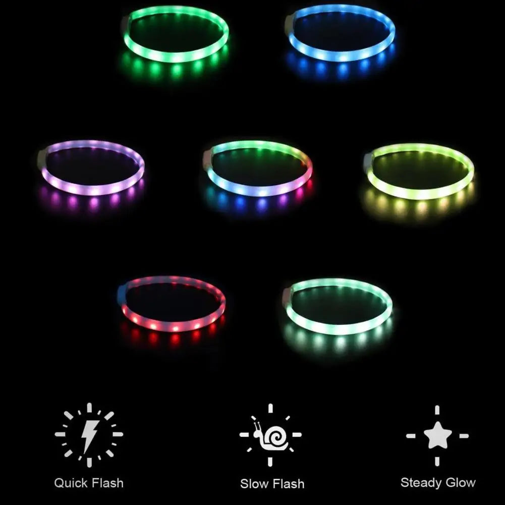 Rechargeable Pet Collar Rainproof Led Dog Collar Adjustable Size Flashing Modes for Night Safety Rechargeable Silicone for Dogs